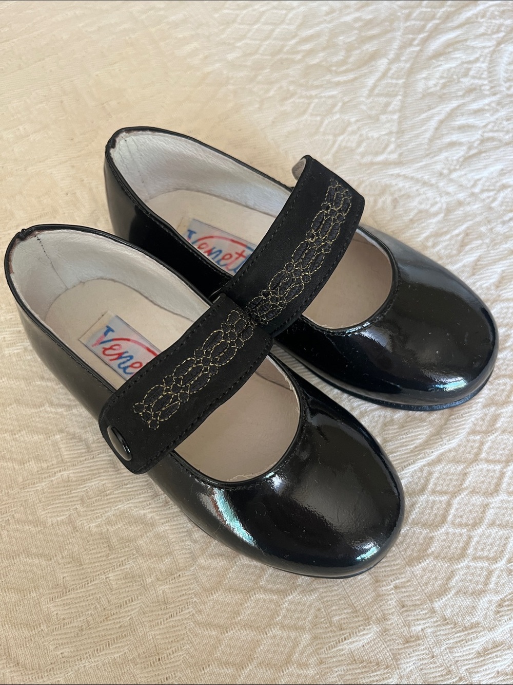 Black Patent Venettini Mary Jane girls Shoes-new-Italy-leather-size 22